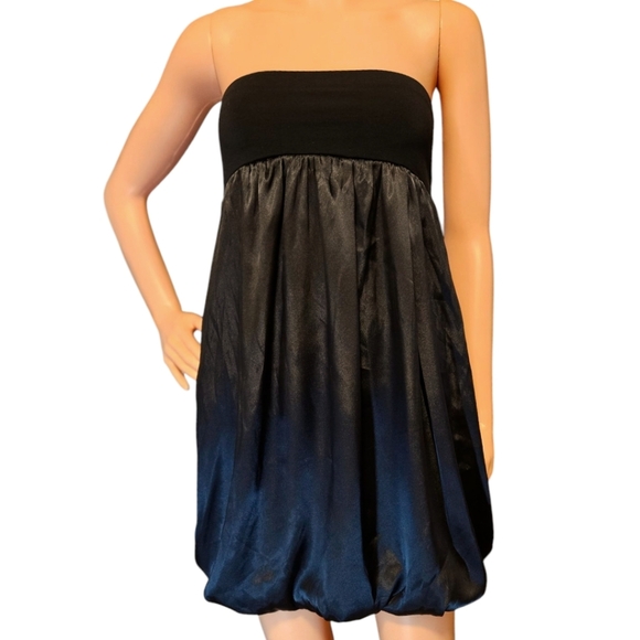 Y2K Joyce Leslie Blk Bandeau Top Bubble Hem Dress Sz S Tube Top HOCO PROM PARTY - Picture 8 of 12